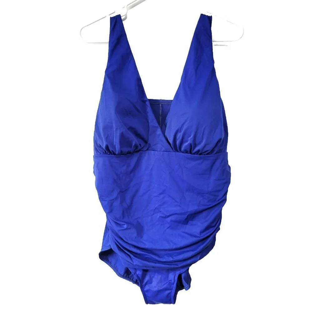Trimshaper One Piece Swimsuit 22W Womens Slimming Plus Size Cobalt Blue